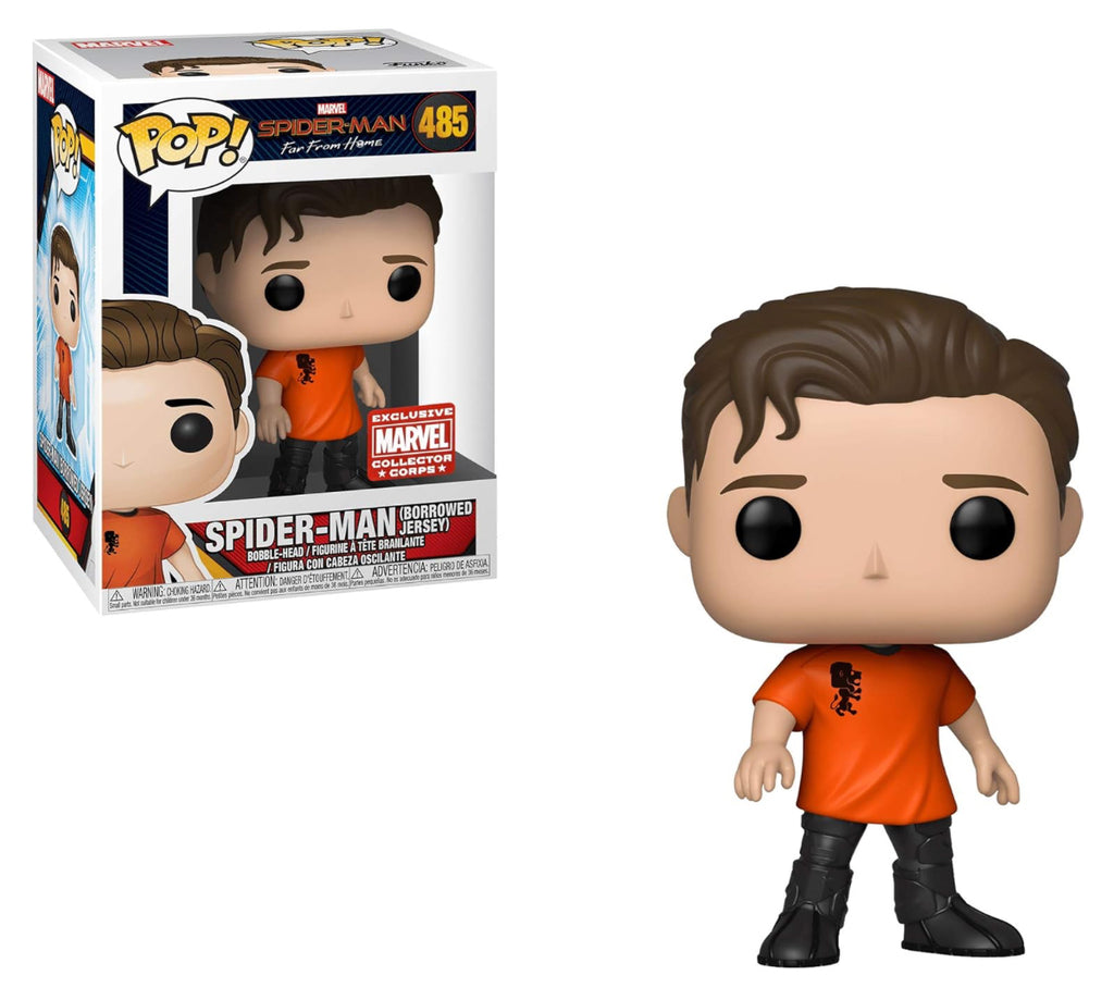 Funko POP! Marvel Spider-Man Far From Home Spider-Man (Borrowed Jersey) Collector Corps Exclusive Bobble Head #485