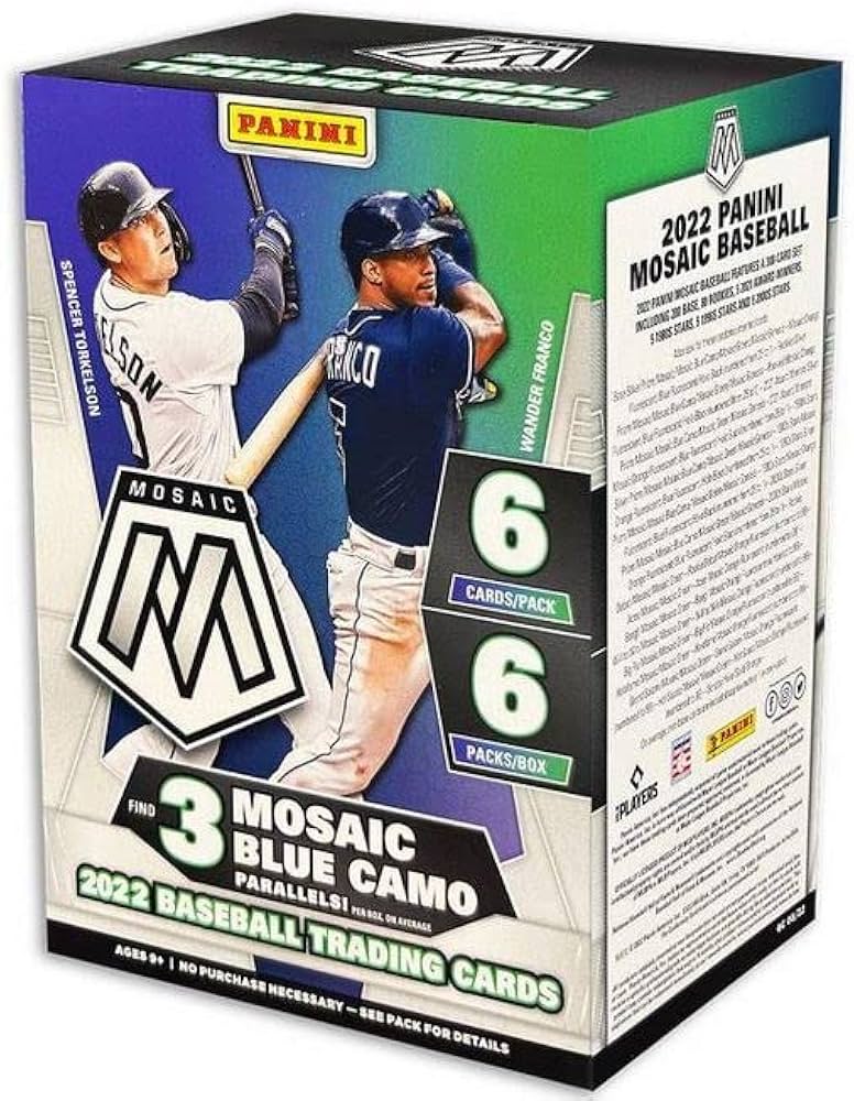 Panini 2022 MLB Mosaic Blue Camo Baseball Trading Cards Blaster Box