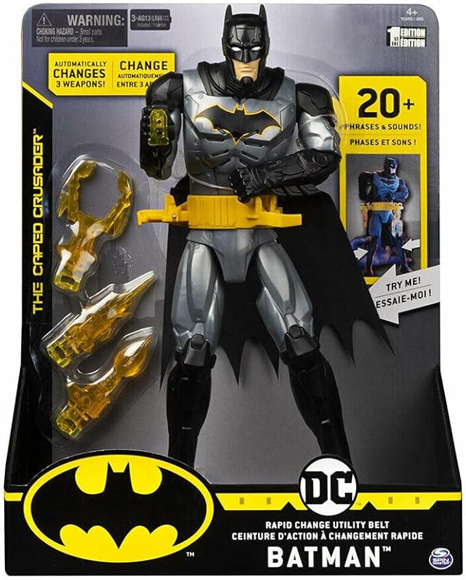 Spin Master Batman The Caped Crusader  12” Figure W/ Rapid Change Utility Belt