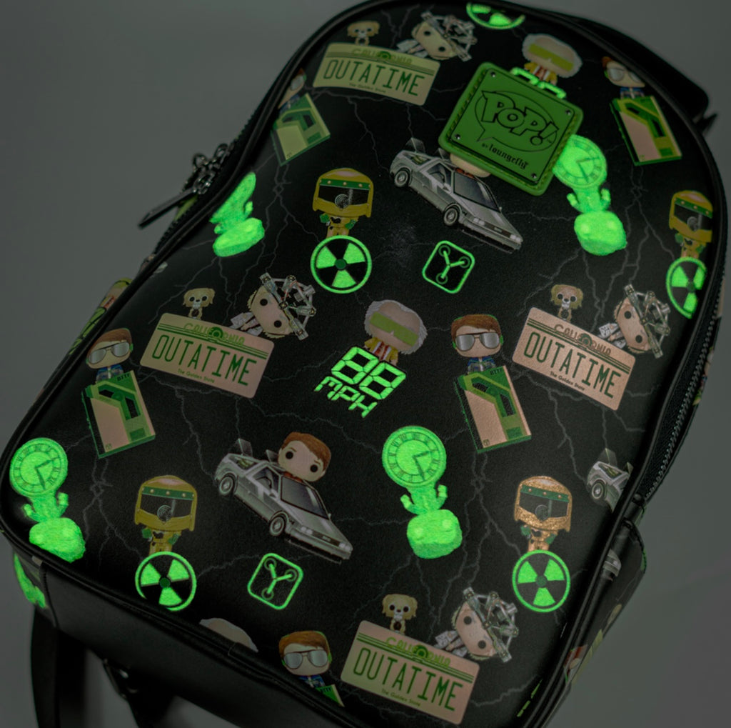bloungefly mini backpack futuire ideas Loungefly Back To the Future Plutonium Edition Glow on the Dark Exclus