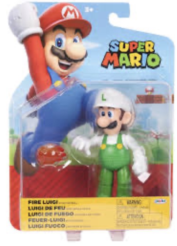 Jakks Pacific Super Mario Fire Luigi (With Fire Ball) Action Figure