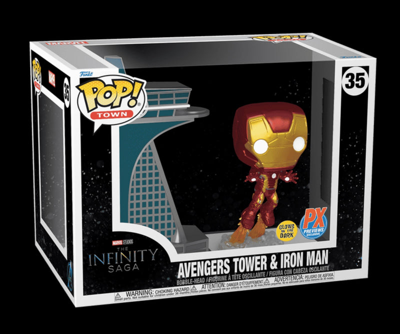 Funko POP! Town Avengers Tower & Iron Man Infinity Saga Glow