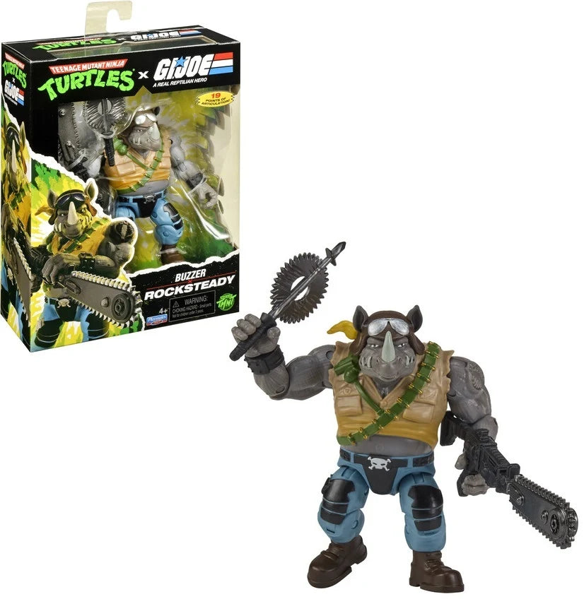Hasbro Teenage Mutant Ninja Turtles X G.I. Joe A Reptilian Hero “Buzzer X Rocksteady ”Action Figure