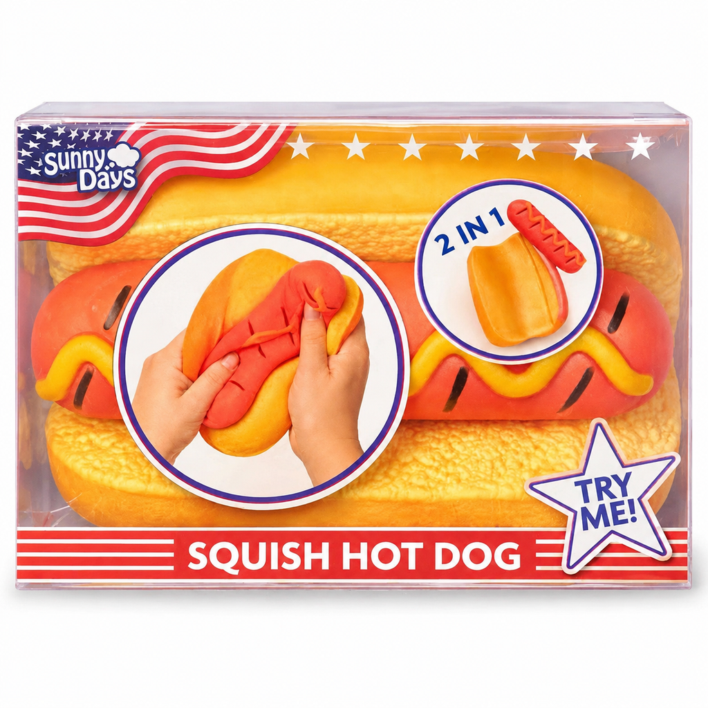 Sunny Days Squeeezy Hot Dog Fidget Toy