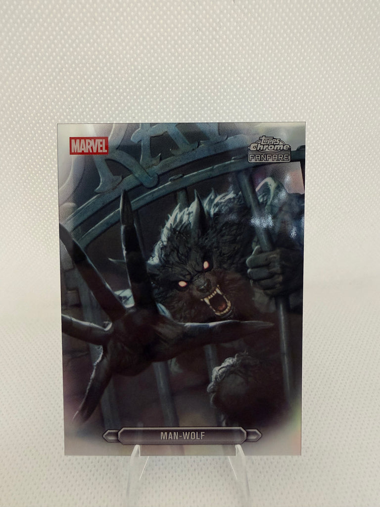 2026 Topps Chrome Marvel Comics Man-Wolf Fanfare Superfractor Back Error Card 27