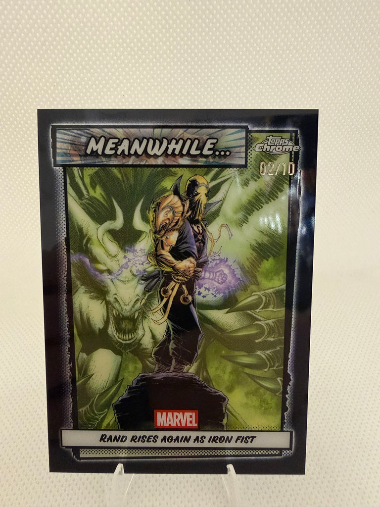 2026 Topps Chrome Marvel Comics Meanwhile Black Refractor /10 #MW-13 "Rand Rises Again as Iron Fist