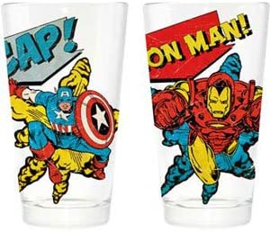 Avengers! Captain America & Iron man Marvel 16 oz pint glass set